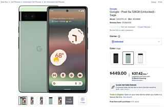 Грядущий смартфон Google Pixel 6a появился на Best Buy