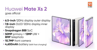 Складной смартфон Huawei Mate Xs 2 появился на мировом рынке 