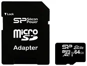 Silicon Power ELITE microSDXC 64GB UHS Class 1 Class 10 + SD adapter