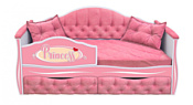 Настоящая мебель Иллюзия 180x80 с доп спальным местом (вельвет, розовый)