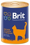 Brit (0.34 кг) 1 шт. Консервы для кошек Мясное ассорти с печенью