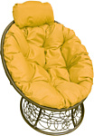 M-Group Папасан мини 12070211 (коричневый ротанг/желтая подушка)