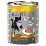Nutrilove (0.8 кг) 1 шт. Dogs - Delicious pate - Chicken menu
