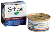 Schesir Кусочки в собственном соку. Натуральный тунец со снетками и рисом. Консервы для кошек (0.085 кг) 14 шт.