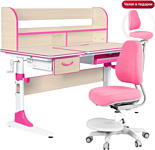 Anatomica Study-120 Lux + надстройка + органайзер + ящик с розовым креслом Ragenta (клен/розовый)