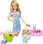 Barbie Play'n'Wash Pets Playset with Blonde Doll FXH11