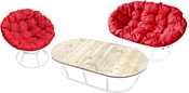 M-Group Мамасан, Папасан и стол 12130106 (белый/красная подушка)