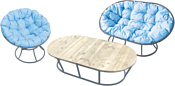 M-Group Мамасан, Папасан и стол 12130303 (серый/голубая подушка)