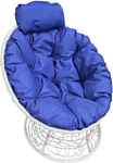 M-Group Папасан мини 12070110 (белый ротанг/синяя подушка)