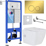 Roxen Cube bidet в комплекте с инсталляцией StounFix Dual Fresh 6 в 1 968094 (кнопка: золото глянцевое )