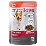 Nutrilove (0.085 кг) 1 шт. Dogs - Steamed fillets with juicy beef