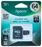 Apacer microSDXC Class 10 UHS-I U1 (R45 MB/s) 64GB + SD adapter