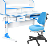 Anatomica Study-120 Lux + надстройка + органайзер + ящик с голубым креслом Бюрократ KD-2 (белый/голубой)