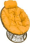 M-Group Папасан пружинка мини 12090211 (коричневый ротанг/желтая подушка)