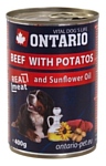 Ontario (0.4 кг) 1 шт. Консервы Dog Beef, Potatos and Sunflower Oil