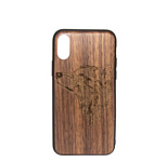 Case Wood для Apple iPhone X (грецкий орех, волк I)