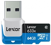 Lexar microSDXC Class 10 UHS Class 1 633x 64GB + USB 3.0 reader