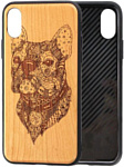 Case Wood для Apple iPhone X (грецкий орех, бульдог)