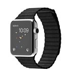 Apple Watch 42mm Stainless Steel with Black Leather Loop (MJYN2)