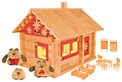 Пелси Избушка три медведя с куклами, мебелью, росписью и электропроводкой