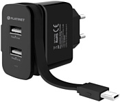 Platinet 2xUSB + Rolling Cable microUSB
