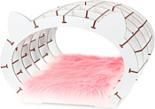 EWA «Кошкин дом» белый каркас — розовый мех