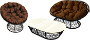 M-Group Мамасан, Папасан и стол 12140405 (черный ротанг/коричневая подушка)
