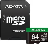 ADATA SPEED PLUS microSDXC 64GB UD64GUI3V30A2SP-RA1 (с адаптером)