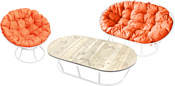 M-Group Мамасан, Папасан и стол 12130107 (белый/оранжевая подушка)