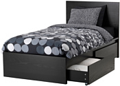 Ikea Мальм 200x90 (2 ящика, черно-коричневый, Леирсунд) 292.109.79