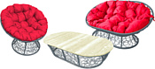 M-Group Мамасан, Папасан и стол 12140306 (серый ротанг/красная подушка)