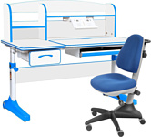 Anatomica Uniqa + надстройка + подставка для книг с синим креслом Бюрократ KD-2 (белый/голубой)