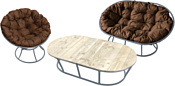 M-Group Мамасан, Папасан и стол 12130305 (серый/коричневая подушка)