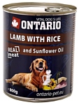 Ontario (0.8 кг) 1 шт. Консервы Dog Lamb, Rice and Sunflower Oil