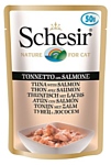 Schesir (0.05 кг) 1 шт. Кусочки в желе. Тунец с лососем. Влажный корм для кошек