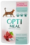 Optimeal Для кошек с телятиной в клюквенном соусе (0.085 кг) 24 шт.