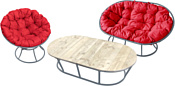 M-Group Мамасан, Папасан и стол 12130306 (серый/красная подушка)