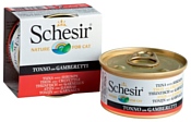 Schesir (0.085 кг) 1 шт. Кусочки в желе. Тунец с креветками. Консервы для кошек