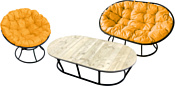 M-Group Мамасан, Папасан и стол 12130411 (черный/желтая подушка)
