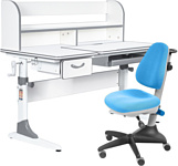 Anatomica Study-120 Lux + надстройка + органайзер + ящик с голубым креслом Бюрократ KD-2 (белый/серый)
