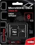 QUMO microSDHC QM8GMICSDHC10U1 8GB (с адаптером)