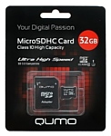 Qumo microSDHC class 10 UHS-I U1 32GB + SD adapter