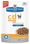 Hill's (0.085 кг) 1 шт. Prescription Diet C/D Multicare Feline Tender Chunks in Gravy with Salmon wet