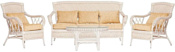 TetChair Andrea (диван/2 кресла/стол со стеклом, elephant ivory)