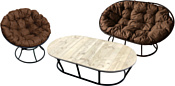 M-Group Мамасан, Папасан и стол 12130405 (черный/коричневая подушка)