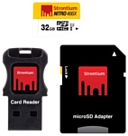 Strontium NITRO microSDHC Class 10 UHS-I U1 466X 32GB + SD adapter & USB Card Reader