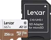 Lexar microSDXC Class 10 UHS Class 3 667x 256GB + SD adapter