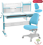 Anatomica Genius + надстройка + выдвижной ящик + подставка для книг с голубым креслом Armata (белый/голубой)