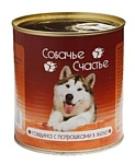 Собачье Счастье (0.75 кг) 12 шт. Консервы для собак Говядина с потрошками в желе