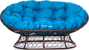M-Group Мамасан 12110203 (коричневый ротанг/голубая подушка)